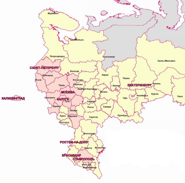 Как называется европейская часть россии. Карта РФ по субъектам европейская часть. Субъекты европейской части России на карте. Картаеврапейская часть России. Карта России с регионами европейская часть.